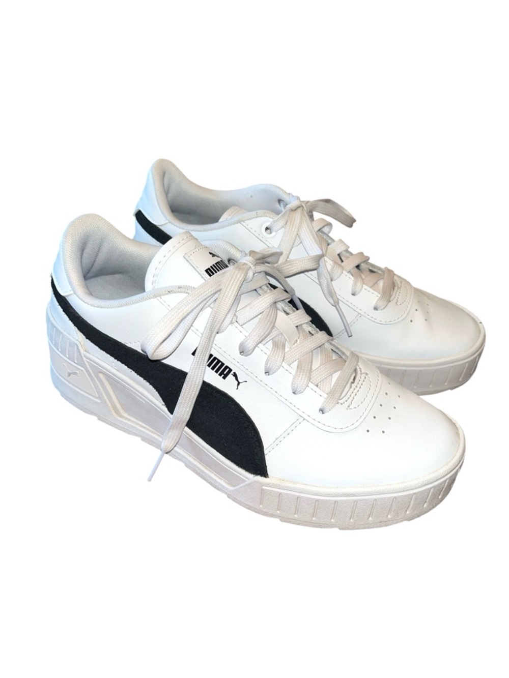 Puma Classic Black White Low-Top Leather Sneakers 400848-02 Size 7.5